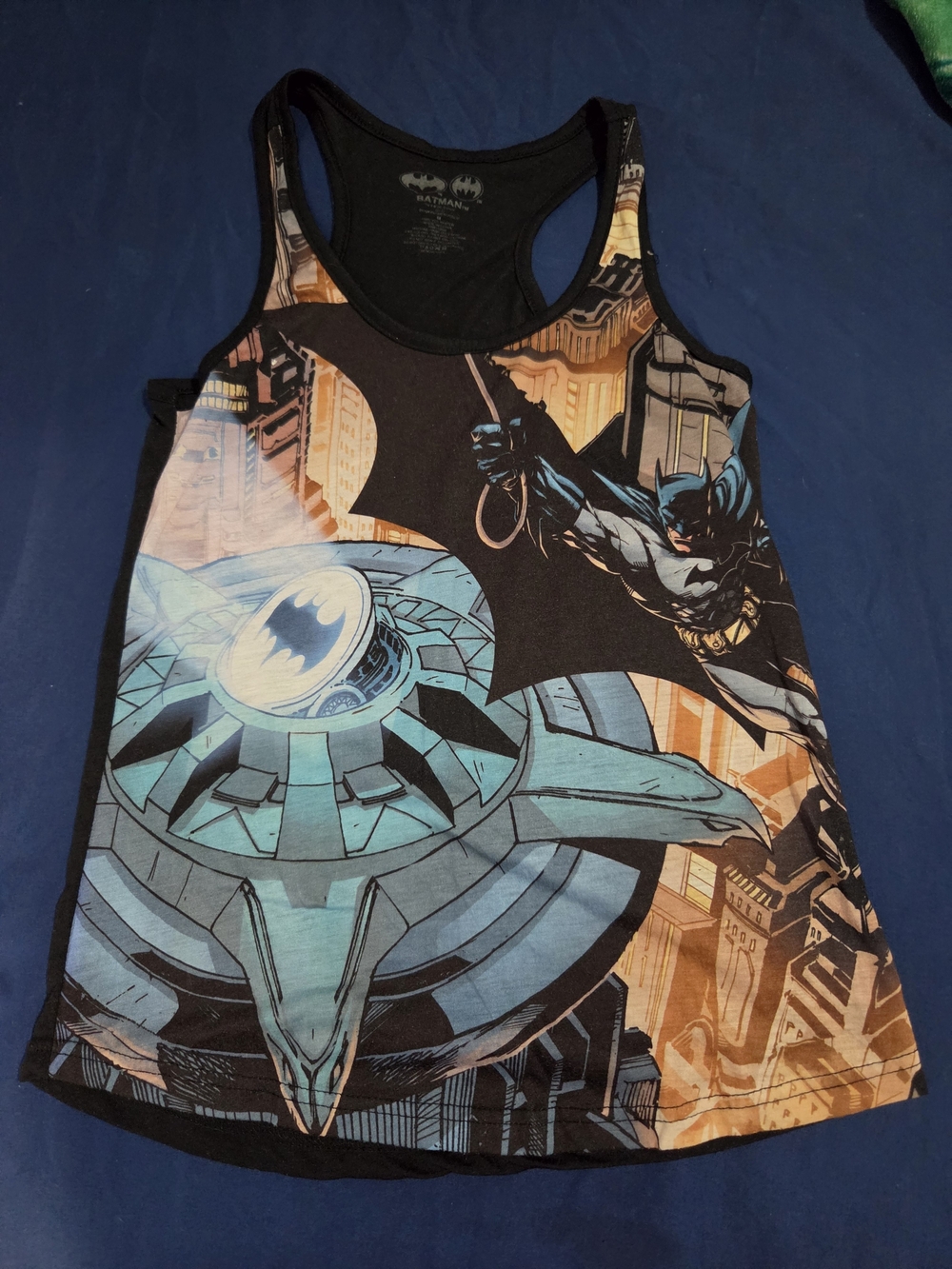 Batman Womens Black & Blue Graphic Tank Top